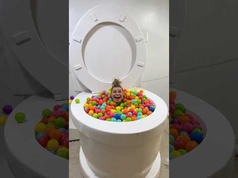 SURPRISE FUNNY CRAZY FACE in Play Balls in the Worlds Largest Toilet #shorts