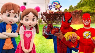 Maria Clara e JP aprendem a comer frutas e vegetais com os Super Heróis
