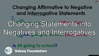 Changing Statements into Negatives and Interrogatives