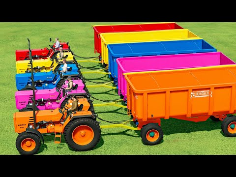 TRANSPORT & HARVEST CARROT WITH SMALL BUHRER TRACTOR & COLORED TRAILER! FS22 -152
