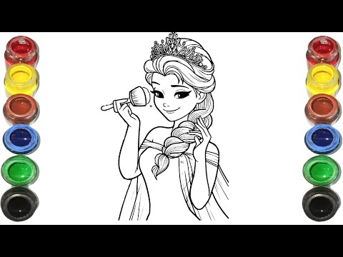 Cute Elsa Frozen Drawing for kids, Painting & Coloring for kids, Toddlers | Let's Draw Together