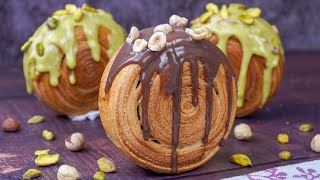 حلوى النيويورك رول بطريقة سهلة و مبسطة - بنكهتي الفستق الحلبي و الشوكولاتة
