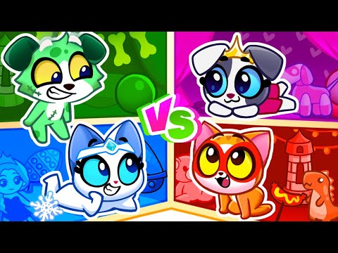 Halloween Princess VS Zombie | Opposites Day | Hot VS Cold | Animated Kids Cartoons | Purr-Purr