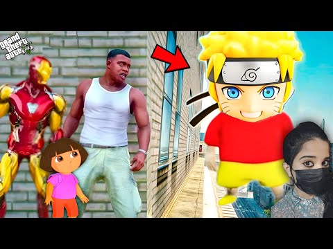 Shinchan Becomes Naruto & Trapped The Scary Monster | Franklin & Dora (Naruto Max Power) - GTA 5