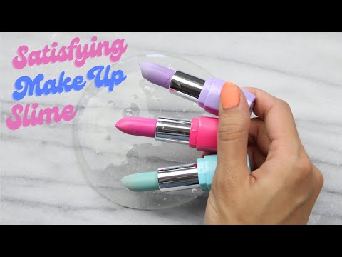 ASMR Coloring Clear Slime With Make Up!