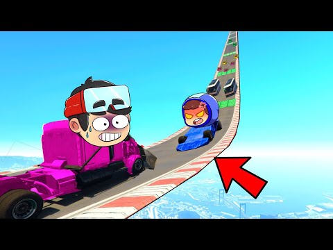 MEGA RAMPA 99% IMPOSSÍVEL 😂 MAIS PERIGOSA DO GTA 5 - MINGUADO VS JEREDY VS BUNNY VS LUA99