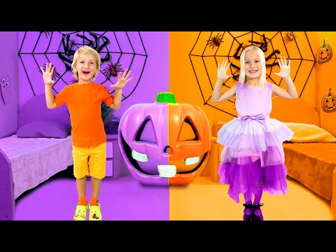 Purple vs Orange Halloween Challenge with Katya and Dima