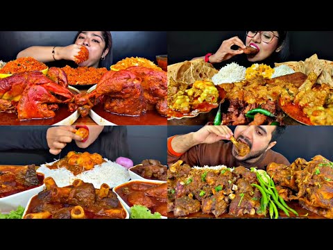 ASMR EATING SPICY MUTTON CURRY, CHICKEN CURRY, BIRYANI | BEST INDIAN FOOD MUKBANG |Foodie India|