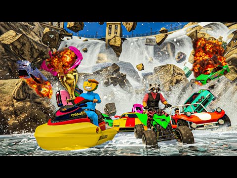 EL ÚLTIMO EXPLOTA CON COCHES ALEATORIOS!! VICTORIA EN LA PRESA!! - GTA 5 ONLINE