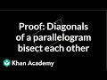 Proving Diagonal Bisection in Parallelograms
