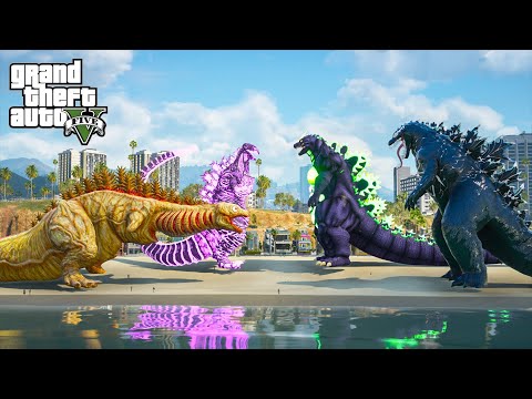 Shin Godzilla Team vs Venom Godzilla Team | GTA 5 Mods Ultimate Kaiju Battle