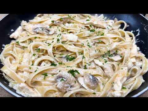 Most delicious fettuccine Alfredo pasta ever! You will make it every day! Quick and easy recipe!