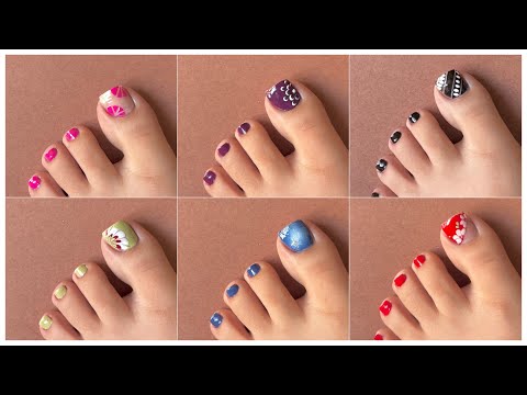 5+ Simple and Easy toe nail art designs tutorial || Trending toe nail art at home 2025