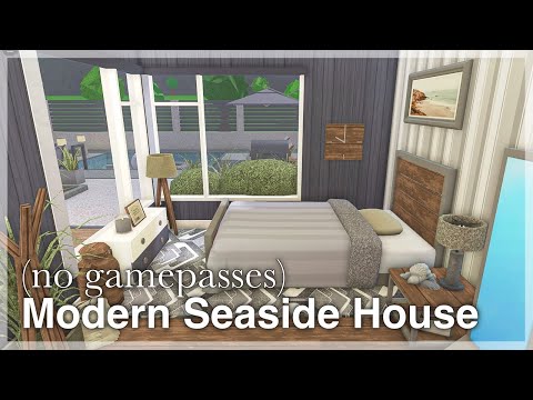 Bloxburg - Modern Seaside House Speedbuild 🌴 (no gamepasses) | interior + full tour | Roblox