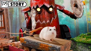 Hamster vs The Lumberbot: The Sawmill Maze Adventure! - Shorts 🐹 Homura Ham