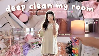 DEEP CLEAN MY ROOM ✨🫧 : organizing + decluttering (aesthetic & satisfying) !!  ૮꒰ ˶• ᴗ •˶꒱ა ♡
