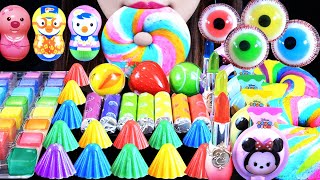 ASMR RAINBOW CHEESE RAINBOW BAGEL, LIPSTICK DESSERT MUKBANG