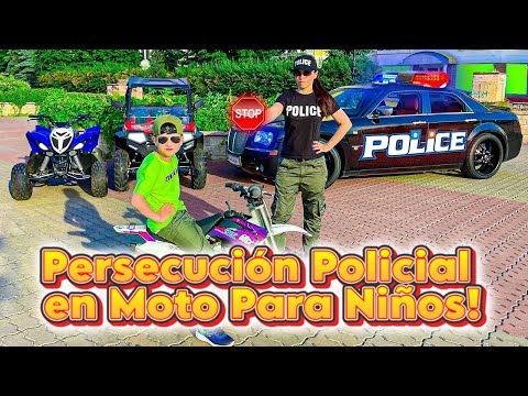 Den escapa de la Policía en una Moto para Niños! | Historia sobre Policías y motos