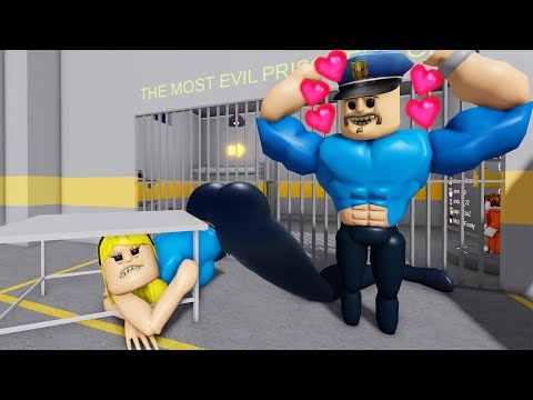 BARRY WOMAN STUCK UNDER TABLE? MUSCLE BARRY FALL IN LOVE in BARRY'S PRISON RUN! #roblox #obby