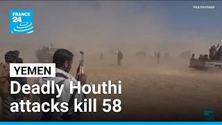 YouTube video thumbnail: Houthi Missile Attacks Target Saudi-Backed Yemeni Government, Dozens Killed