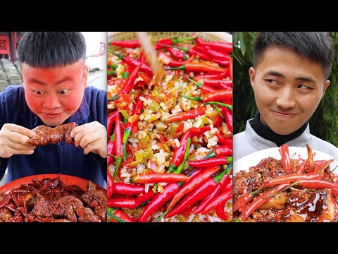 Eating chili challenge! | Funny Mukbang | TikTok Funny Video | Songsong and Ermao