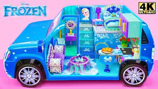 Make Miniature Frozen Dollhouse Car with Bedroom and Kitchen from Cardboard ❄️ DIY Miniature House