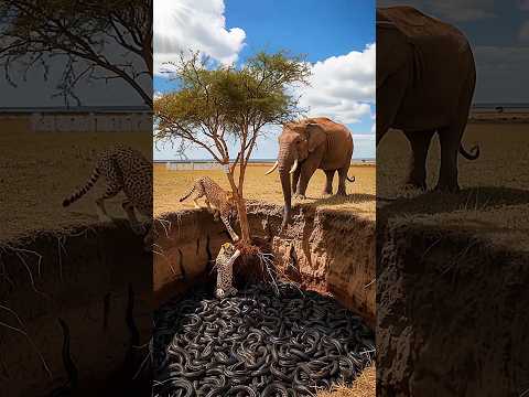 "Brave Elephant Jumps Into Snake Pit To Save Helpless Animal!" #animals#rescue #wildlife