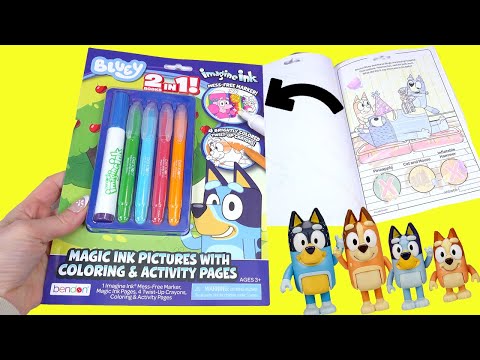 Bluey Imagine Ink Coloring and Activity Pages Book with Magic Marker with Dolls