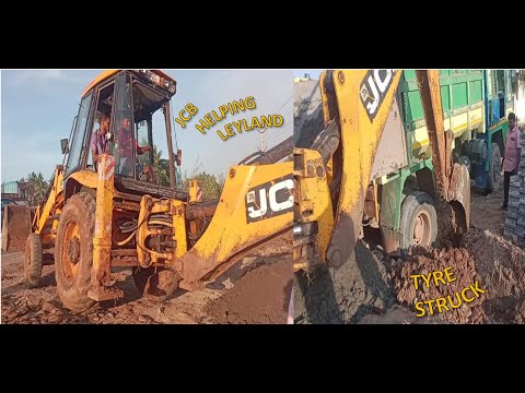 JCB used to uplift Leyland Tipper from MUD that caved rear tyres out | Extreme one watch till end