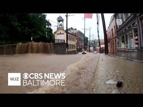 YouTube video thumbnail: Torrential Downpours Leave Maryland Streets Flooded