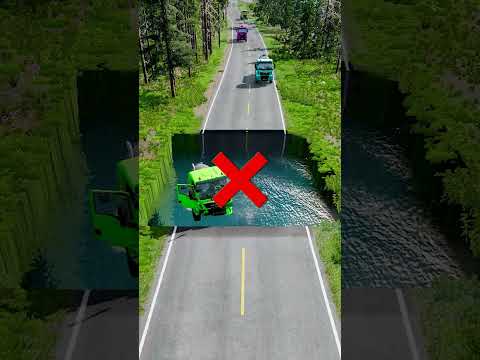 Tanker trucks vs water pit #157 | #beamngcarcrash #constructionvehicle #deepwaterbeamngdrive