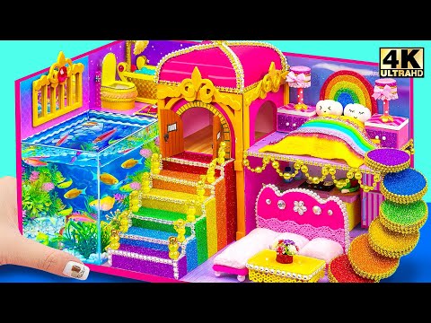 Build Dream Miniature Aquarium Palace with Rainbow Bedroom and 7 Color Slide ❤️ DIY Miniature House