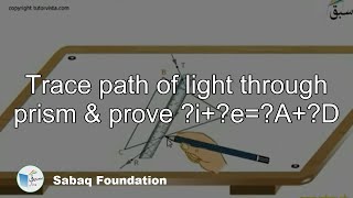 Trace path of light through prism & prove ?i+?e=?A+?D