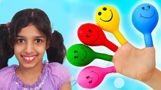 Daddy Finger Nursery Rhymes | Learn Colors With Balloons ! !سوسو تلعب بالبالونات المائية