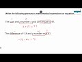 Writing Expressions and Equations from Word Problems