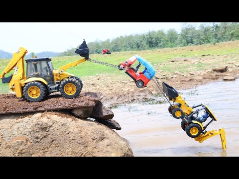 Mahindra Tractor And Tata Truck Accident Pulling Out Jcb 3dx ? Cartoon video | Dumper Truck Tipper