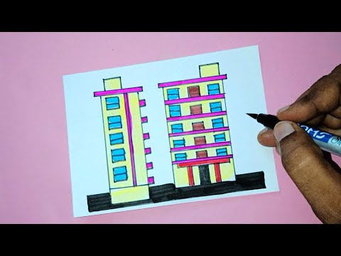 How to Draw an Apartment Building of Kids | Draw Types of Houses children's