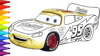 🎨 First Ever 🏆Golden Lightning McQueen Drawing! ✨ Step-by-Step CARS 3 Art Tutorial 🌟| Tim Tim TV