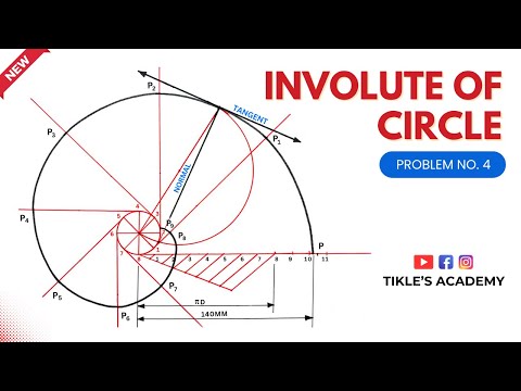 HOW TO DRAW INVOLUTE OF CIRCLE (PROBLEM 4) | ENGINEERING GRAPHICS AND DRAWING @TIKLESACADEMYOFMATHS