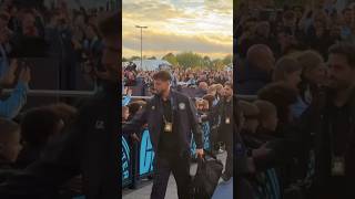 Man City squad arrive for Opening Champions League match vs Napoli #mancity #championsleague