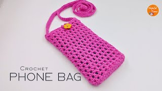Easy Crochet Phone Bag Tutorial for Beginners | Crochet Mobile pouch - Crossbody Bag | Hopeful Turns