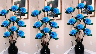 DIY Cara Membuat Bunga Sudut Ruangan dari Plastik Kresek- Hoew to make flower corner from plastic