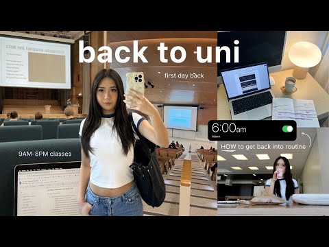 UNI VLOG 💻 6AM morning, back to school, 8 hour days, library study, new study room, making friends