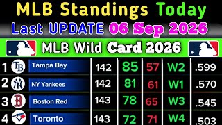 MLB Standings today | Last UPDATE 06 Sep 2026 | MLB Standings 2026 #MLB