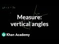 Finding Measures of Vertical Angles in Geometry