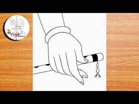 Krishna holding Flute Drawing | Easy Drawing | Flute Pencil Drawing for Beginners