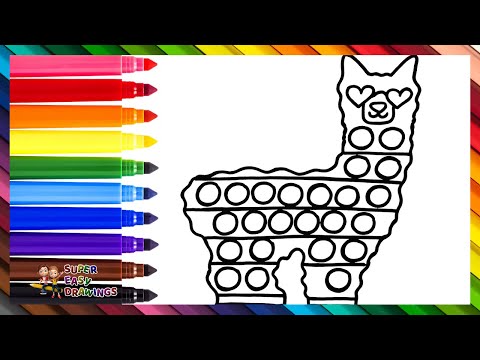 Draw and Color a Llama POP IT 🦙🔴🟠🟡🟢🔵🟣🌈 Drawings for Kids