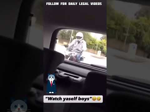 Rude motorcyclist gets instant karma (England)