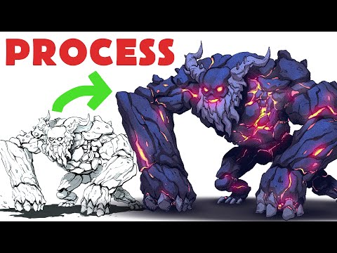 MONSTER Character Design PROCESS Timelapse | SKETCH TO COLOR in Comic Book Style