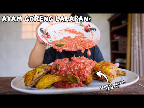 MUKBANG AYAM GORENG LALAPAN PAKE SAMBEL MENTAH TEMPONG SUPERRRRRRR!!!!!